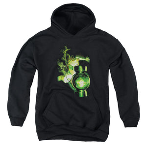 AN OFFCIALLY LICENSED GREEN LANTERN LANTERN LIGHT YOUTH HOODIE BLACK