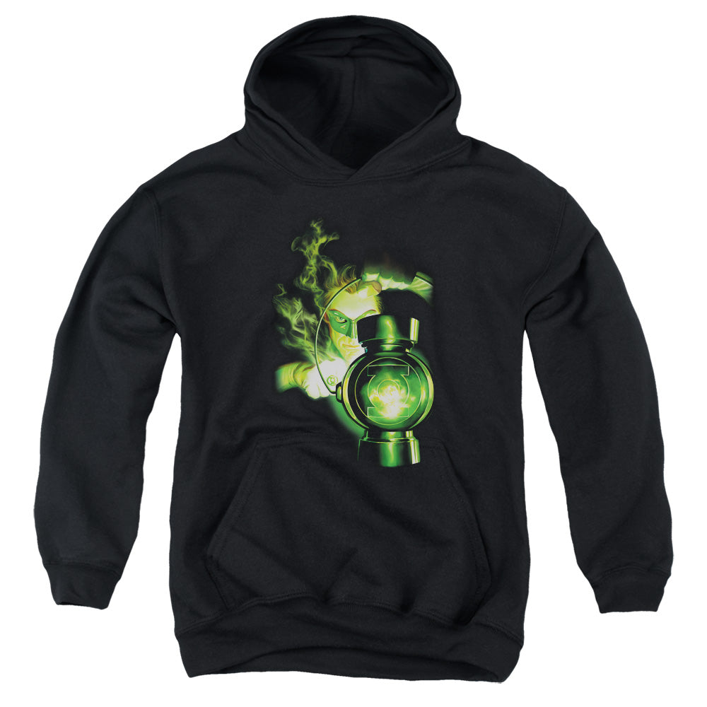 AN OFFCIALLY LICENSED GREEN LANTERN LANTERN LIGHT YOUTH HOODIE BLACK