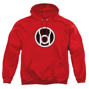 AN OFFCIALLY LICENSED GREEN LANTERN RED LANTERN LOGO ADULT UNISEX PULLOVER HOODIE RED