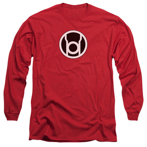 AN OFFCIALLY LICENSED GREEN LANTERN RED LANTERN LOGO MEN'S LONG SLEEVE T-SHIRT RED