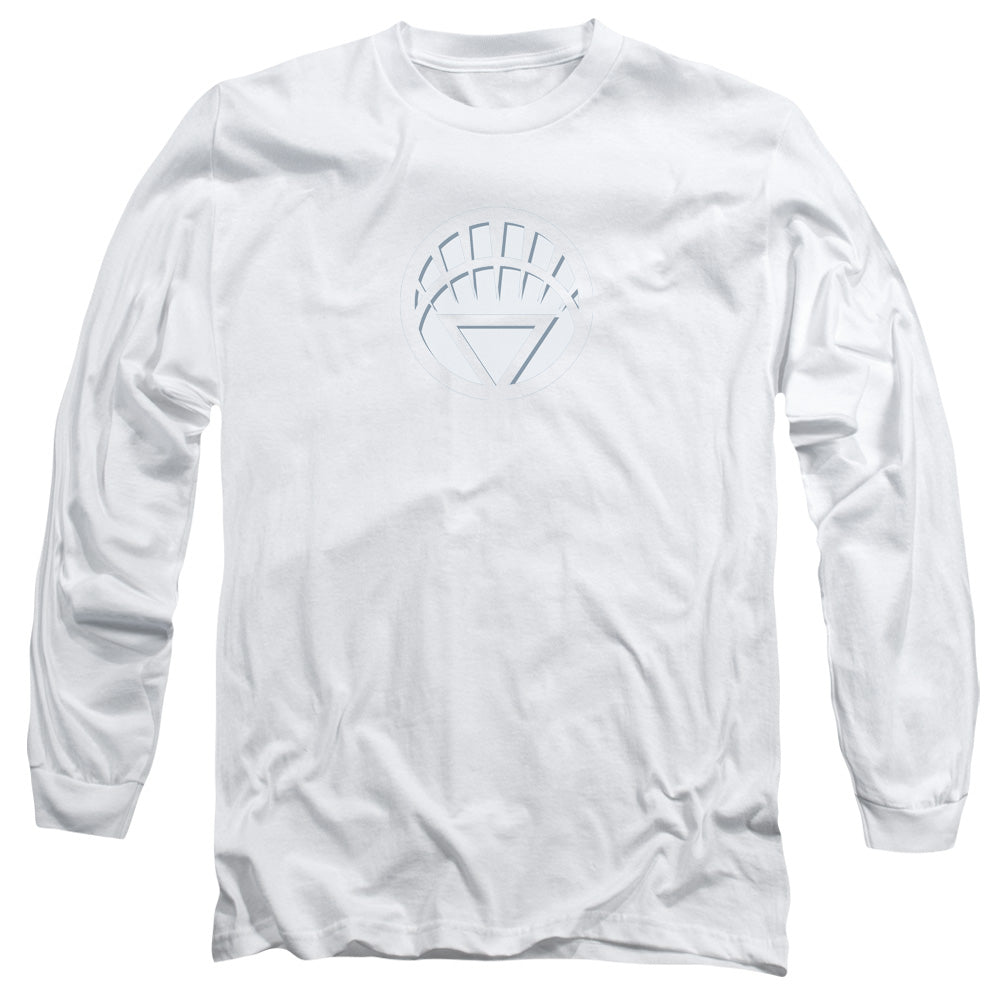 AN OFFCIALLY LICENSED GREEN LANTERN WHITE LANTERN LOGO MEN'S LONG SLEEVE T-SHIRT WHITE
