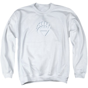 AN OFFCIALLY LICENSED GREEN LANTERN WHITE LANTERN LOGO ADULT UNISEX CREWNECK SWEATSHIRT WHITE