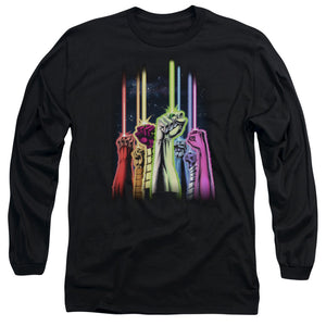 AN OFFCIALLY LICENSED GREEN LANTERN RAINBOW CORPS MEN'S LONG SLEEVE T-SHIRT BLACK