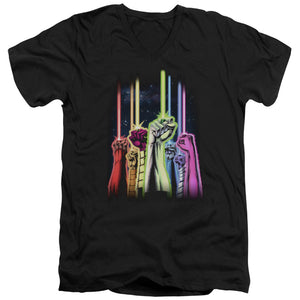 AN OFFCIALLY LICENSED GREEN LANTERN RAINBOW CORPS MEN'S V-NECK T-SHIRT BLACK