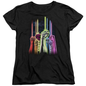 AN OFFCIALLY LICENSED GREEN LANTERN RAINBOW CORPS WOMEN'S REGULAR FIT T-SHIRT BLACK