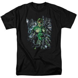 AN OFFCIALLY LICENSED GREEN LANTERN SURROUNDED BY DEATH MEN'S REGULAR FIT T-SHIRT BLACK
