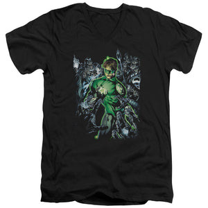 AN OFFCIALLY LICENSED GREEN LANTERN SURROUNDED BY DEATH MEN'S V-NECK T-SHIRT BLACK