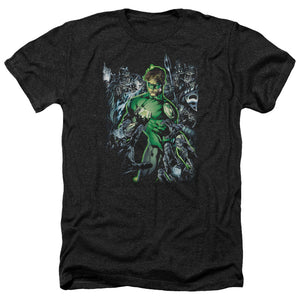 AN OFFCIALLY LICENSED GREEN LANTERN SURROUNDED BY DEATH MEN'S HEATHER T-SHIRT CHARCOAL