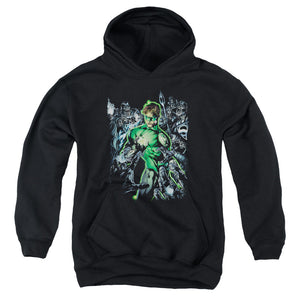 AN OFFCIALLY LICENSED GREEN LANTERN SURROUNDED BY DEATH YOUTH HOODIE BLACK