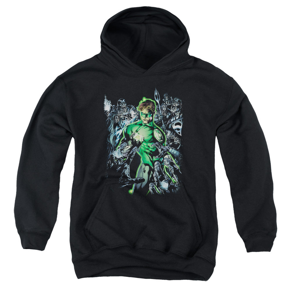 AN OFFCIALLY LICENSED GREEN LANTERN SURROUNDED BY DEATH YOUTH HOODIE BLACK