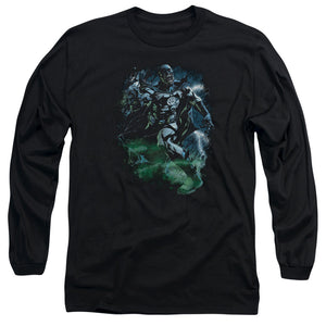 AN OFFCIALLY LICENSED GREEN LANTERN BLACK LANTERN BATMAN MEN'S LONG SLEEVE T-SHIRT BLACK