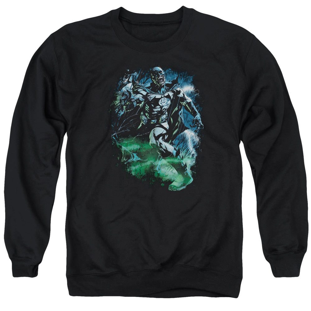 AN OFFCIALLY LICENSED GREEN LANTERN BLACK LANTERN BATMAN ADULT UNISEX CREWNECK SWEATSHIRT BLACK