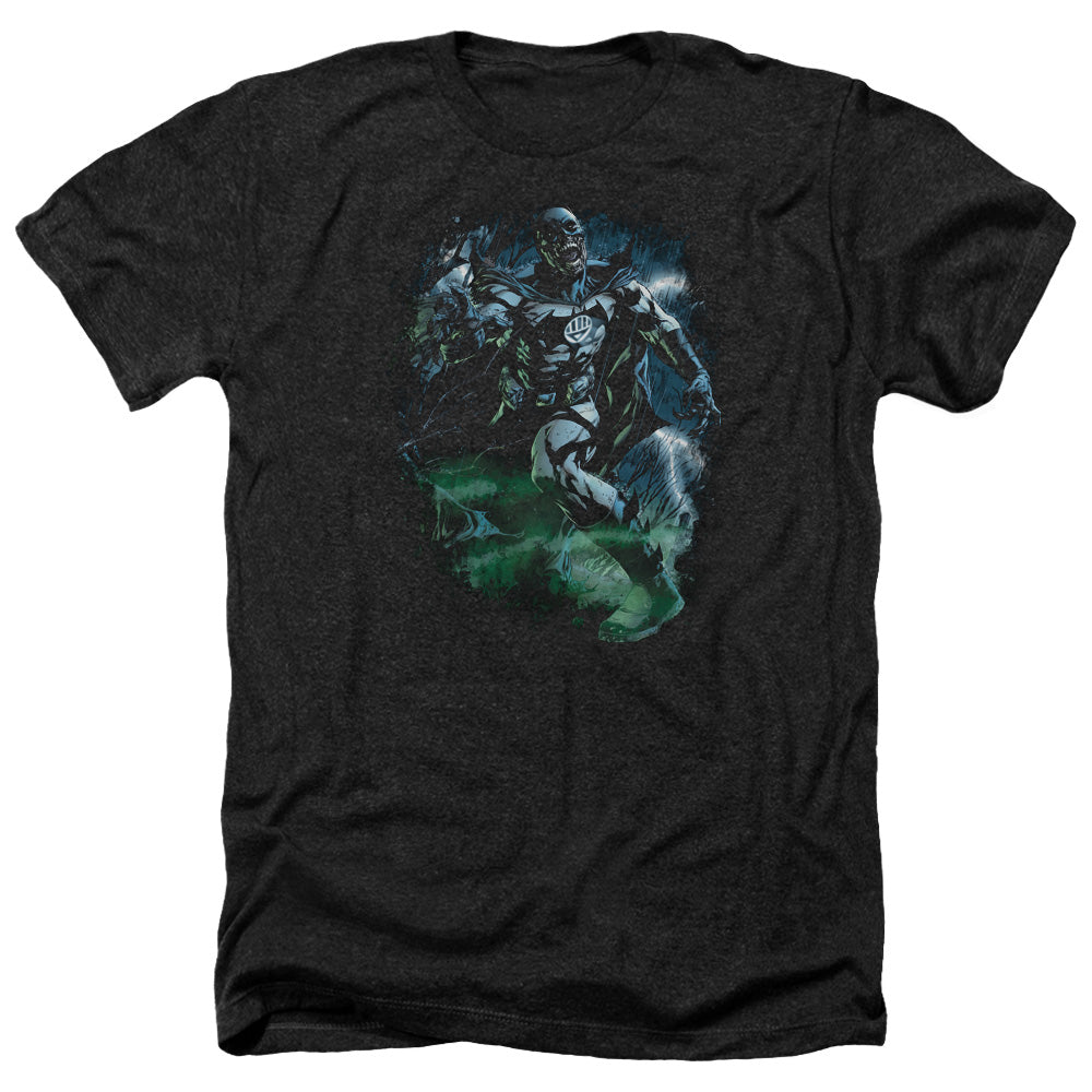 AN OFFCIALLY LICENSED GREEN LANTERN BLACK LANTERN BATMAN MEN'S HEATHER T-SHIRT CHARCOAL