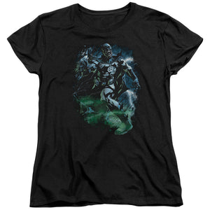 AN OFFCIALLY LICENSED GREEN LANTERN BLACK LANTERN BATMAN WOMEN'S REGULAR FIT T-SHIRT BLACK