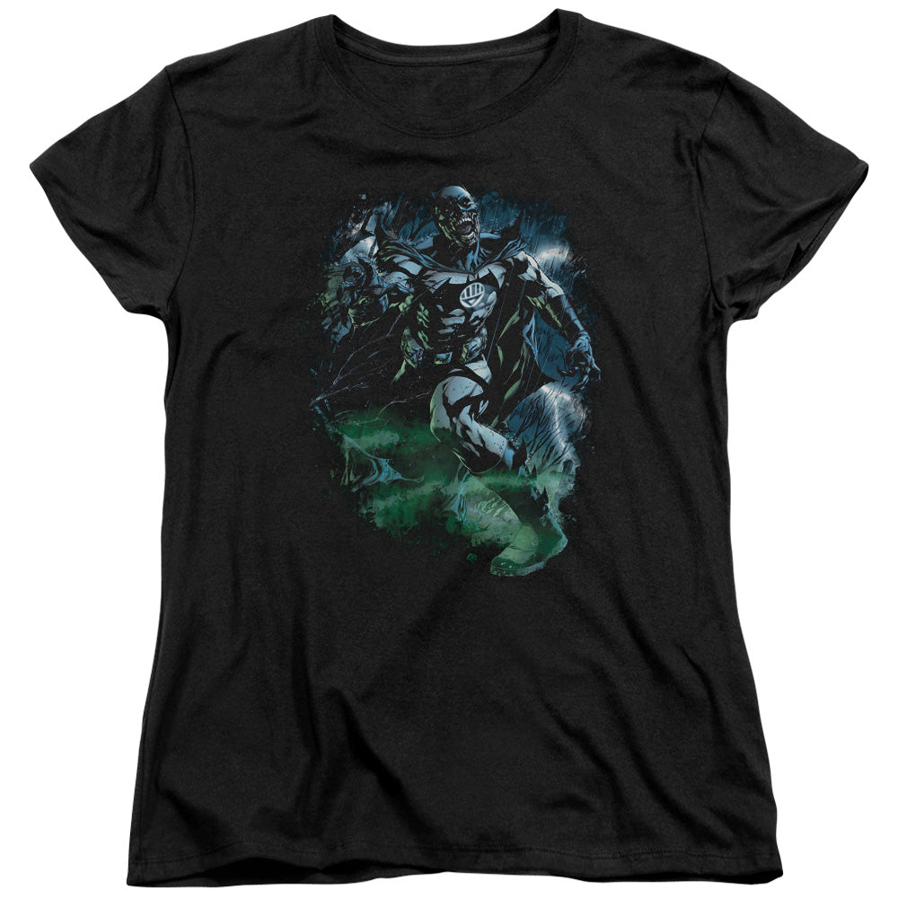AN OFFCIALLY LICENSED GREEN LANTERN BLACK LANTERN BATMAN WOMEN'S REGULAR FIT T-SHIRT BLACK