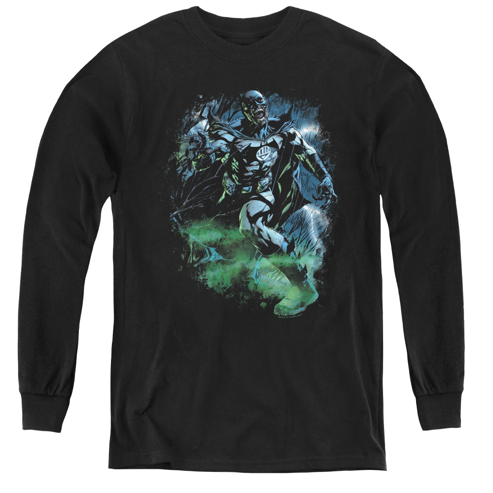 AN OFFCIALLY LICENSED GREEN LANTERN BLACK LANTERN BATMAN YOUTH LONG SLEEVE T-SHIRT BLACK