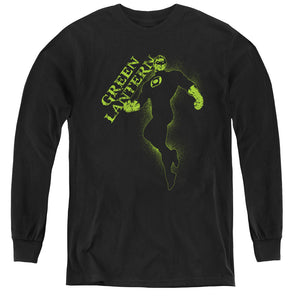 AN OFFCIALLY LICENSED GL LANTERN DARKNESS YOUTH LONG SLEEVE T-SHIRT BLACK