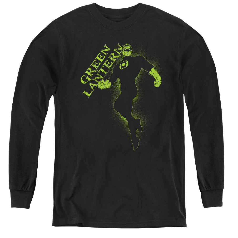 AN OFFCIALLY LICENSED GL LANTERN DARKNESS YOUTH LONG SLEEVE T-SHIRT BLACK