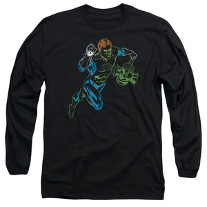 AN OFFCIALLY LICENSED GL NEON LANTERN MEN'S LONG SLEEVE T-SHIRT BLACK