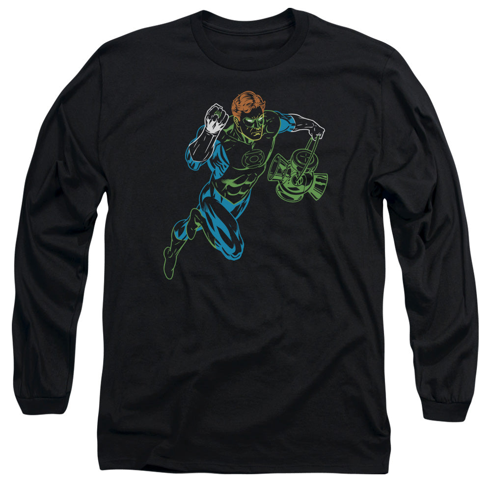 AN OFFCIALLY LICENSED GL NEON LANTERN MEN'S LONG SLEEVE T-SHIRT BLACK
