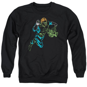 AN OFFCIALLY LICENSED GL NEON LANTERN ADULT UNISEX CREWNECK SWEATSHIRT BLACK