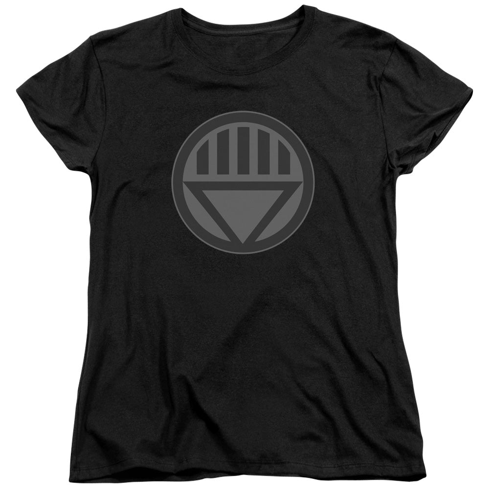AN OFFCIALLY LICENSED GREEN LANTERN BLACK SYMBOL WOMEN'S REGULAR FIT T-SHIRT BLACK