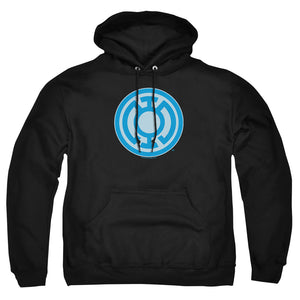 AN OFFCIALLY LICENSED GREEN LANTERN BLUE SYMBOL ADULT UNISEX PULLOVER HOODIE BLACK