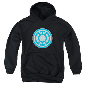 AN OFFCIALLY LICENSED GREEN LANTERN BLUE SYMBOL YOUTH HOODIE BLACK