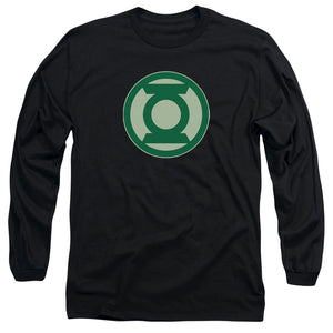 AN OFFCIALLY LICENSED GREEN LANTERN GREEN SYMBOL MEN'S LONG SLEEVE T-SHIRT BLACK