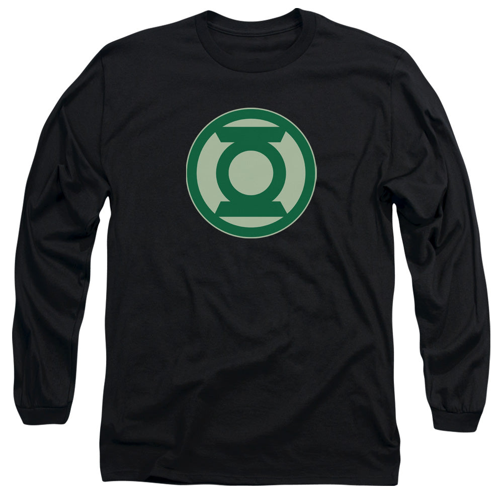 AN OFFCIALLY LICENSED GREEN LANTERN GREEN SYMBOL MEN'S LONG SLEEVE T-SHIRT BLACK