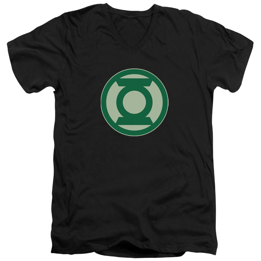 AN OFFCIALLY LICENSED GREEN LANTERN GREEN SYMBOL MEN'S V-NECK T-SHIRT BLACK
