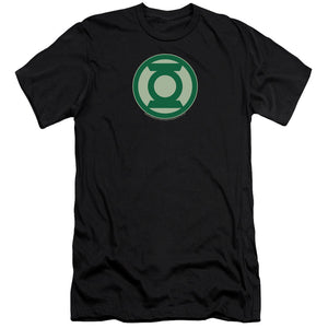AN OFFCIALLY LICENSED GREEN LANTERN GREEN SYMBOL MEN'S PREMIUM SLIM FIT T-SHIRT BLACK