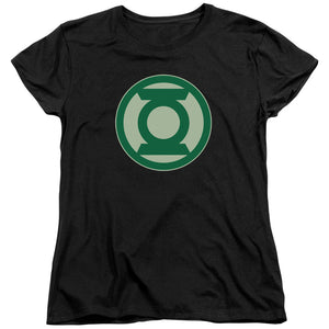 AN OFFCIALLY LICENSED GREEN LANTERN GREEN SYMBOL WOMEN'S REGULAR FIT T-SHIRT BLACK