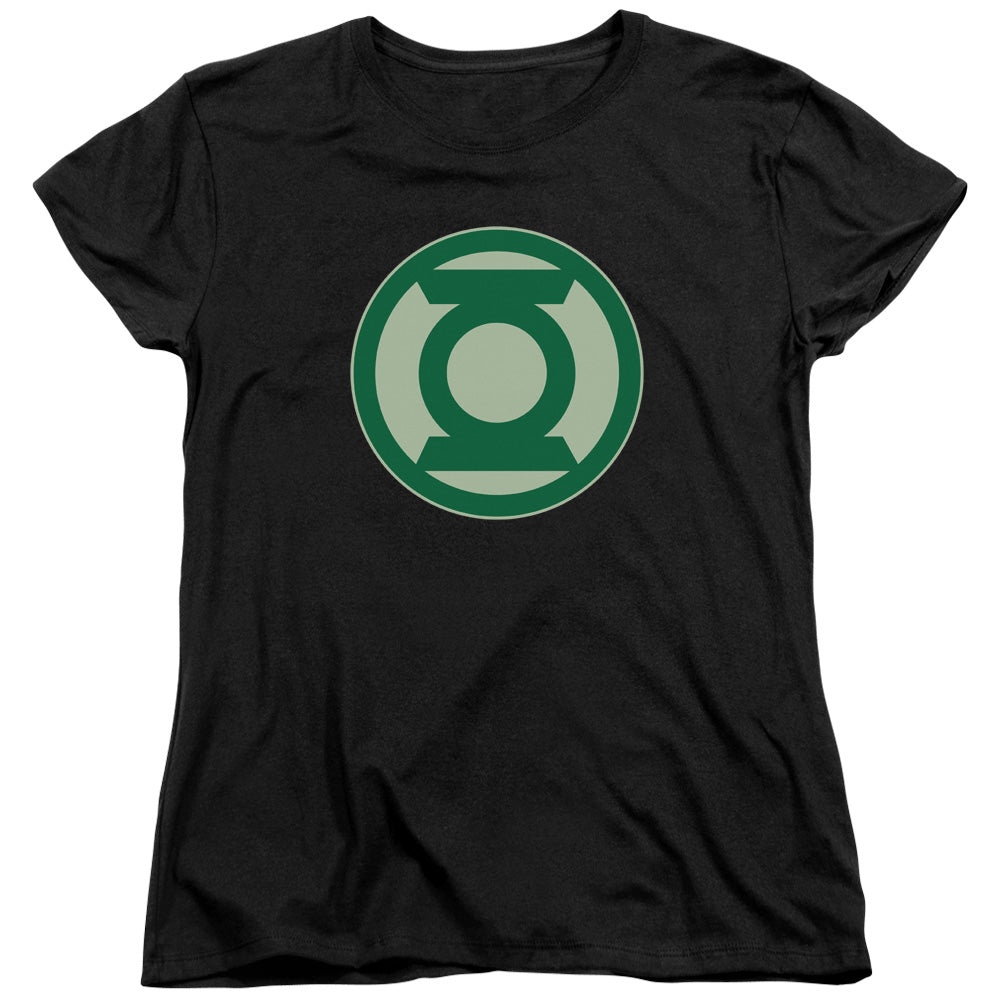 AN OFFCIALLY LICENSED GREEN LANTERN GREEN SYMBOL WOMEN'S REGULAR FIT T-SHIRT BLACK