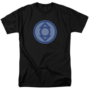 AN OFFCIALLY LICENSED GREEN LANTERN INDIGO SYMBOL MEN'S REGULAR FIT T-SHIRT BLACK