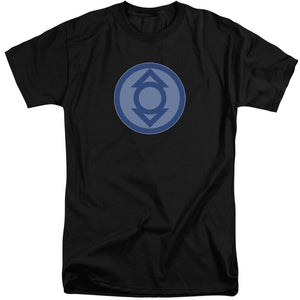 AN OFFCIALLY LICENSED GREEN LANTERN INDIGO SYMBOL MEN'S TALL FIT T-SHIRT BLACK