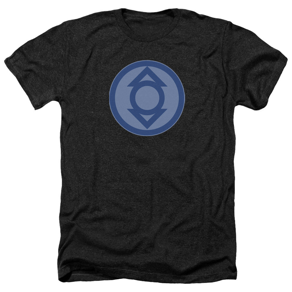 AN OFFCIALLY LICENSED GREEN LANTERN INDIGO SYMBOL MEN'S HEATHER T-SHIRT CHARCOAL
