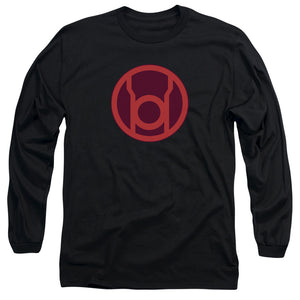 AN OFFCIALLY LICENSED GREEN LANTERN RED SYMBOL MEN'S LONG SLEEVE T-SHIRT BLACK