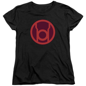 AN OFFCIALLY LICENSED GREEN LANTERN RED SYMBOL WOMEN'S REGULAR FIT T-SHIRT BLACK