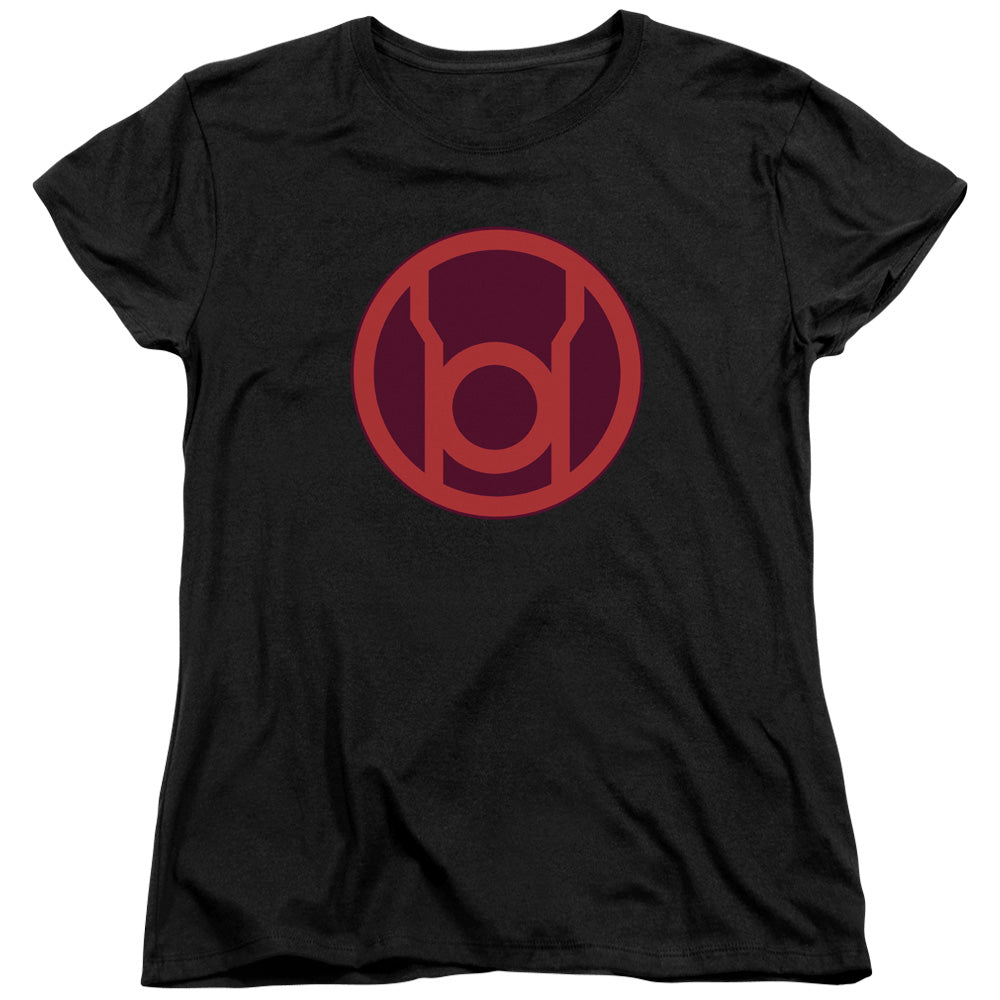 AN OFFCIALLY LICENSED GREEN LANTERN RED SYMBOL WOMEN'S REGULAR FIT T-SHIRT BLACK