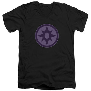 AN OFFCIALLY LICENSED GREEN LANTERN SAPPHIRE SYMBOL MEN'S V-NECK T-SHIRT BLACK