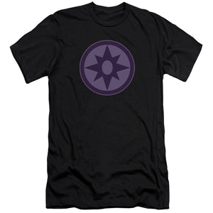 AN OFFCIALLY LICENSED GREEN LANTERN SAPPHIRE SYMBOL MEN'S PREMIUM SLIM FIT T-SHIRT BLACK