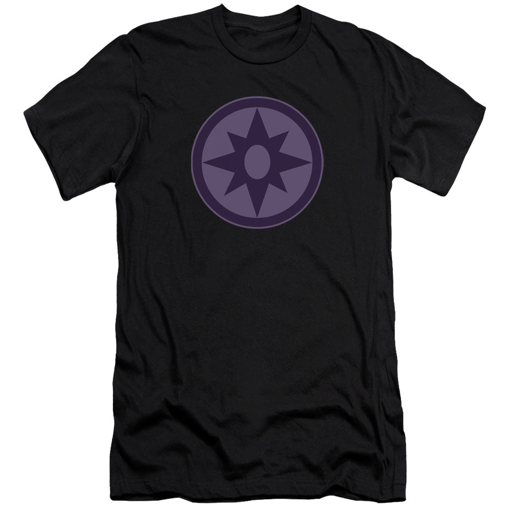 AN OFFCIALLY LICENSED GREEN LANTERN SAPPHIRE SYMBOL MEN'S PREMIUM SLIM FIT T-SHIRT BLACK