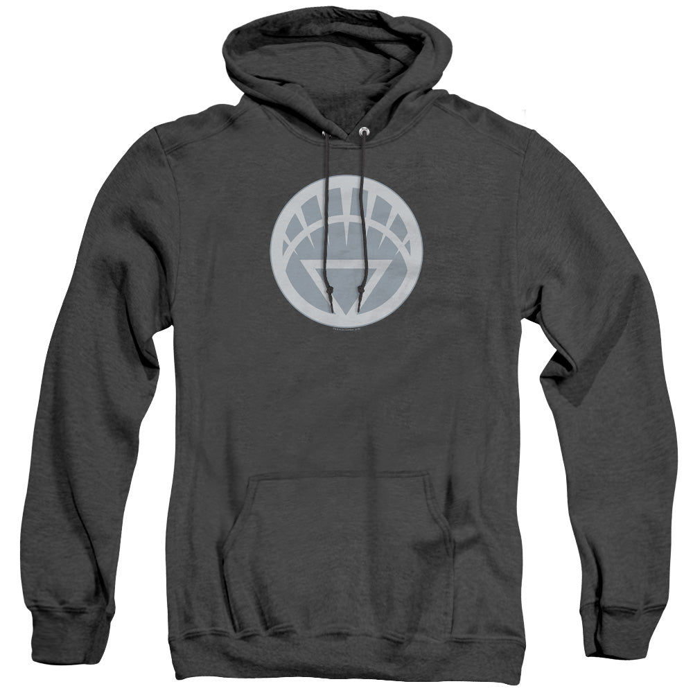 AN OFFCIALLY LICENSED GREEN LANTERN WHITE SYMBOL ADULT UNISEX HEATHER PULLOVER HOODIE BLACK