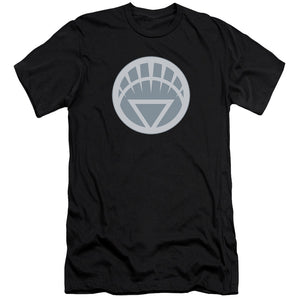 AN OFFCIALLY LICENSED GREEN LANTERN WHITE SYMBOL MEN'S PREMIUM SLIM FIT T-SHIRT BLACK