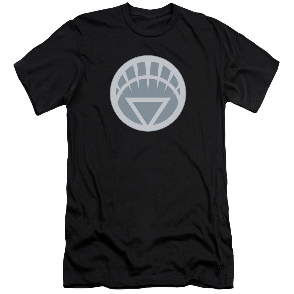 AN OFFCIALLY LICENSED GREEN LANTERN WHITE SYMBOL MEN'S PREMIUM SLIM FIT T-SHIRT BLACK