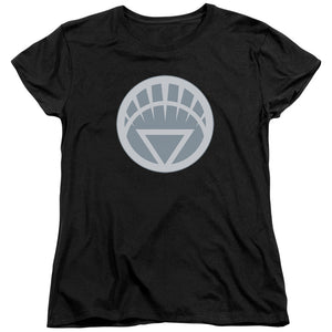 AN OFFCIALLY LICENSED GREEN LANTERN WHITE SYMBOL WOMEN'S REGULAR FIT T-SHIRT BLACK