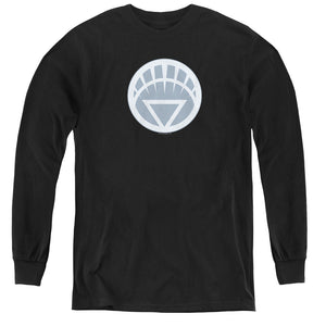 AN OFFCIALLY LICENSED GREEN LANTERN WHITE SYMBOL YOUTH LONG SLEEVE T-SHIRT BLACK