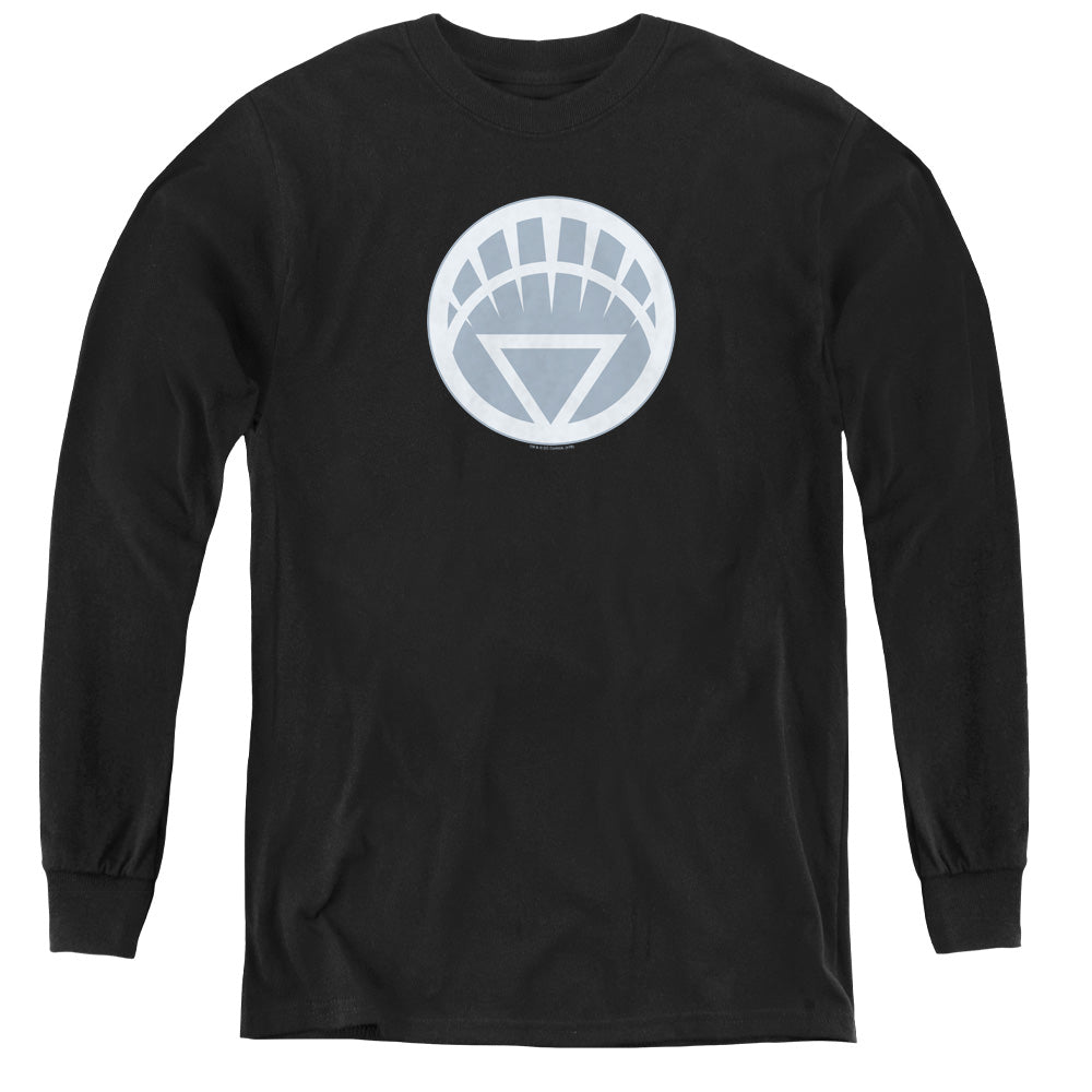 AN OFFCIALLY LICENSED GREEN LANTERN WHITE SYMBOL YOUTH LONG SLEEVE T-SHIRT BLACK