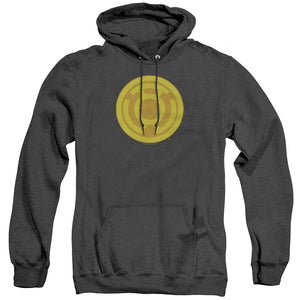 AN OFFCIALLY LICENSED GREEN LANTERN YELLOW SYMBOL ADULT UNISEX HEATHER PULLOVER HOODIE BLACK